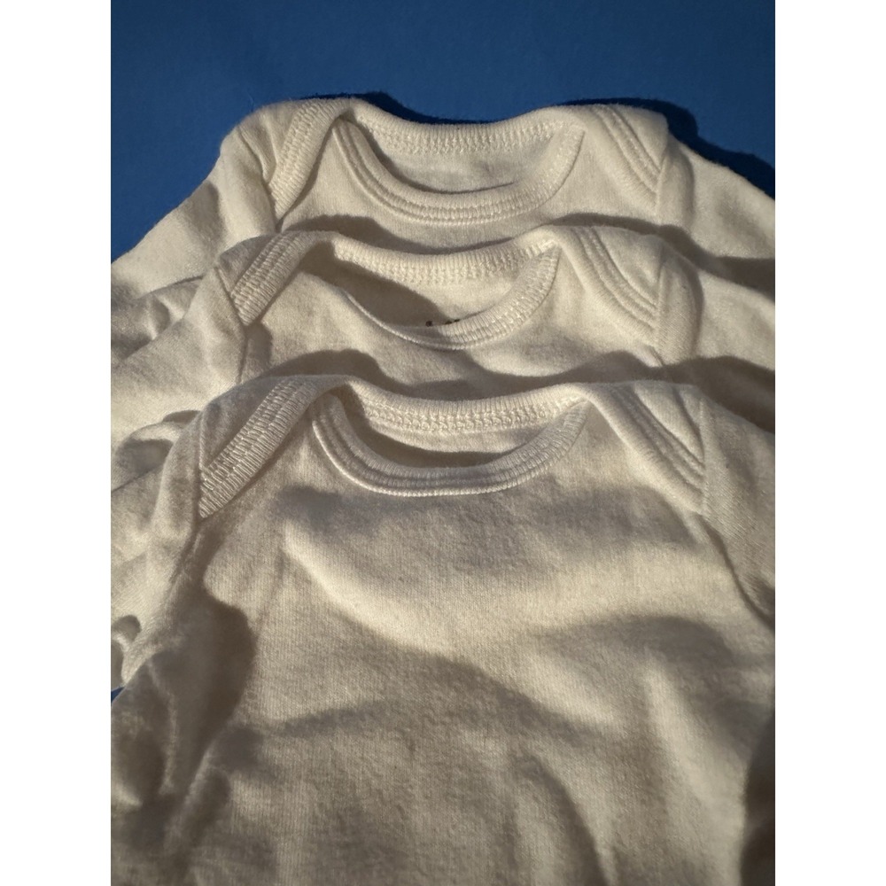 Carter's Preemie Premature 3-Pack Long Sleeve Bottom Snap Tee White EC